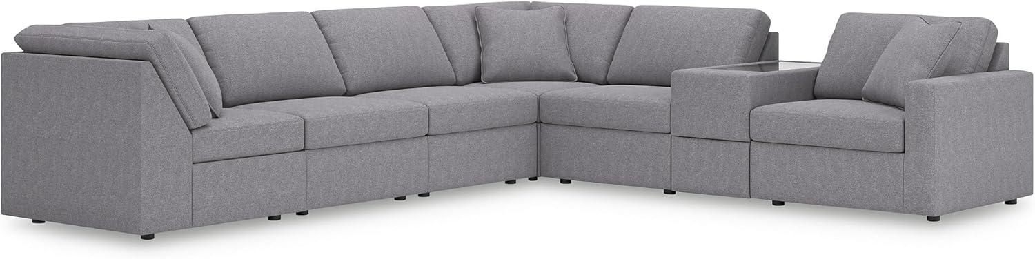 imageSignature Design by Ashley Modmax Contemporary Modular Stain Resistant 3Piece Sofa with Removable Zippered Covers and 2 Accent Pillows Reversible Back and Seat Cushions BlueLight Gray