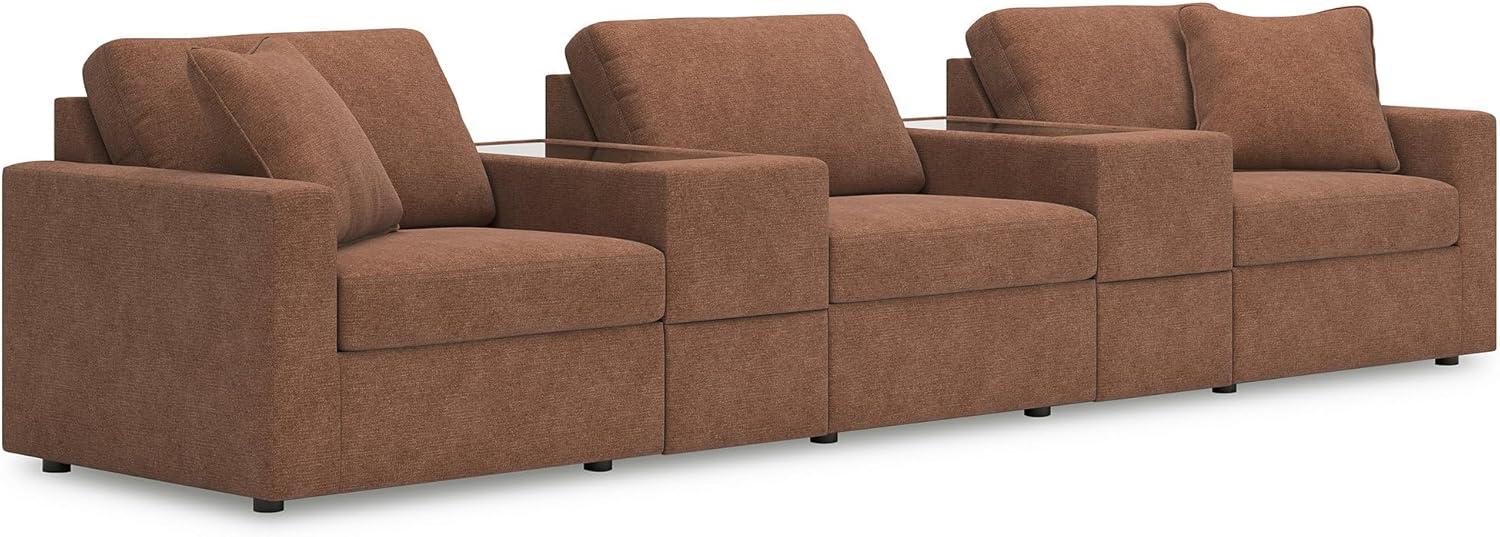 imageSignature Design by Ashley Modmax Contemporary Modular Stain Resistant 3Piece Sofa with Removable Zippered Covers and 2 Accent Pillows Reversible Back and Seat Cushions BlueBurnt Orange