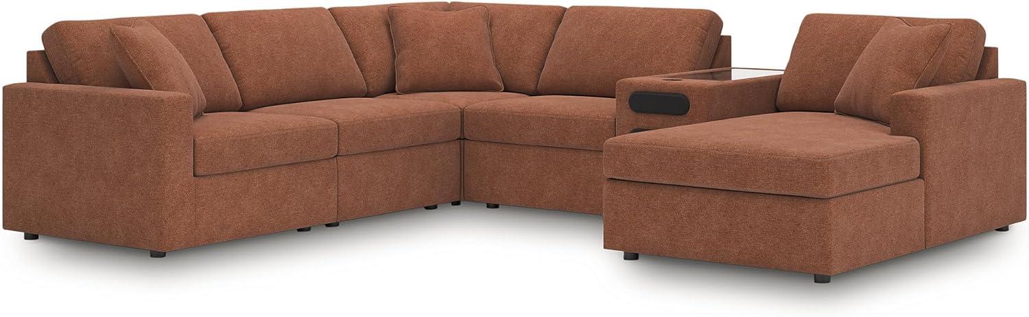 imageSignature Design by Ashley Modmax Contemporary Modular Stain Resistant 3Piece Sofa with Removable Zippered Covers and 2 Accent Pillows Reversible Back and Seat Cushions BlueBurnt Orange