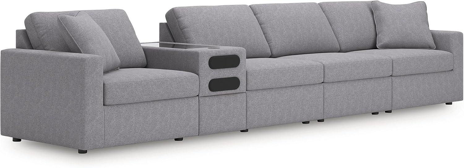 imageSignature Design by Ashley Modmax Contemporary Modular Stain Resistant 3Piece Sofa with Removable Zippered Covers and 2 Accent Pillows Reversible Back and Seat Cushions BlueLight Gray