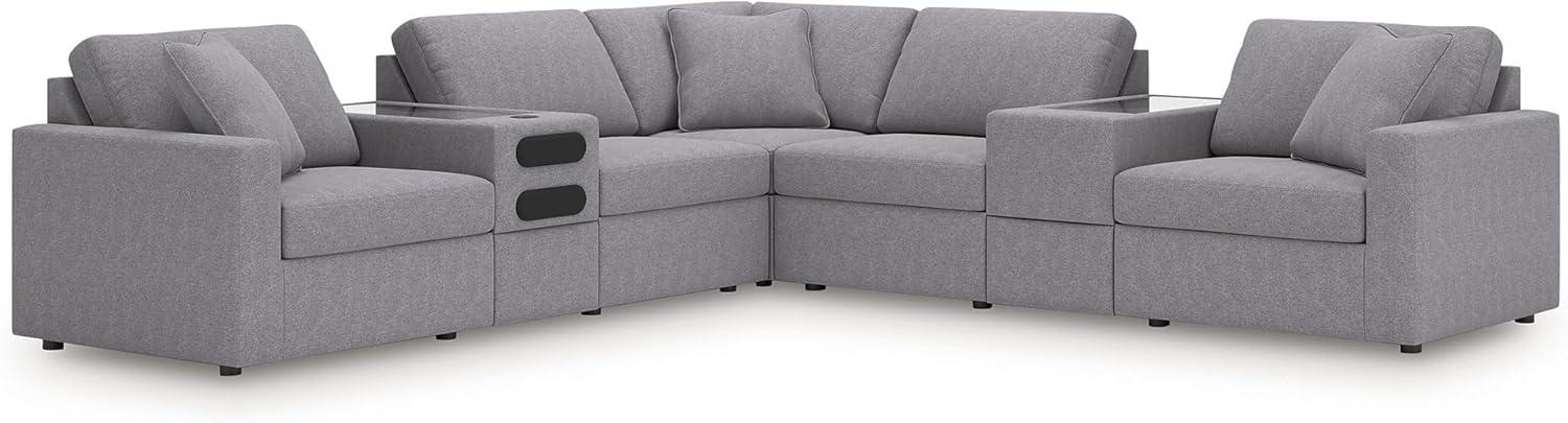 imageSignature Design by Ashley Modmax Contemporary Modular Stain Resistant 3Piece Sofa with Removable Zippered Covers and 2 Accent Pillows Reversible Back and Seat Cushions BlueLight Gray