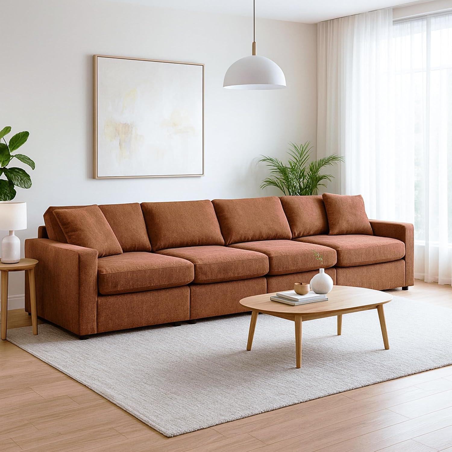 imageSignature Design by Ashley Modmax Contemporary Modular Stain Resistant 3Piece Sofa with Removable Zippered Covers and 2 Accent Pillows Reversible Back and Seat Cushions BlueBurnt Orange