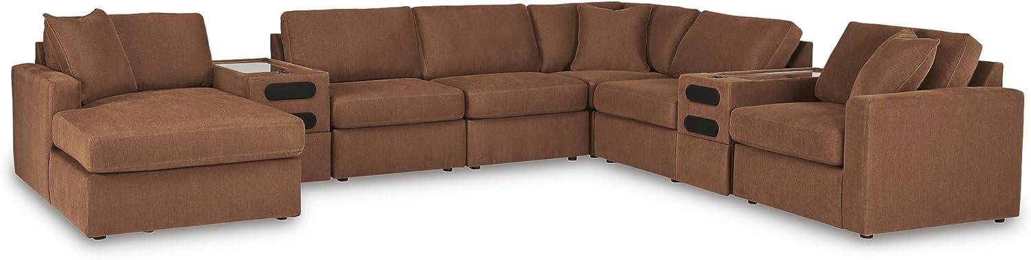 imageSignature Design by Ashley Modmax Contemporary Modular Stain Resistant 3Piece Sofa with Removable Zippered Covers and 2 Accent Pillows Reversible Back and Seat Cushions BlueBurnt Orange