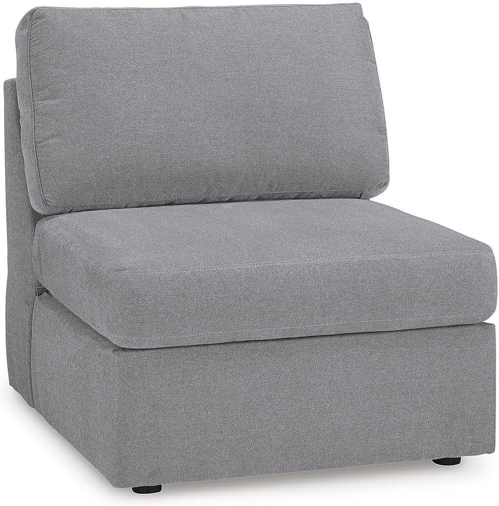 imageSignature Design by Ashley Modmax Contemporary Modular Stain Resistant 3Piece Sofa with Removable Zippered Covers and 2 Accent Pillows Reversible Back and Seat Cushions BlueLight Gray