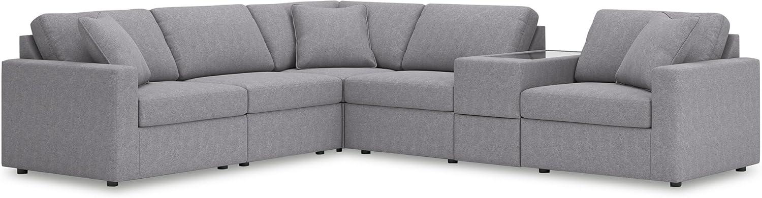 imageSignature Design by Ashley Modmax Contemporary Modular Stain Resistant 3Piece Sofa with Removable Zippered Covers and 2 Accent Pillows Reversible Back and Seat Cushions BlueLight Gray