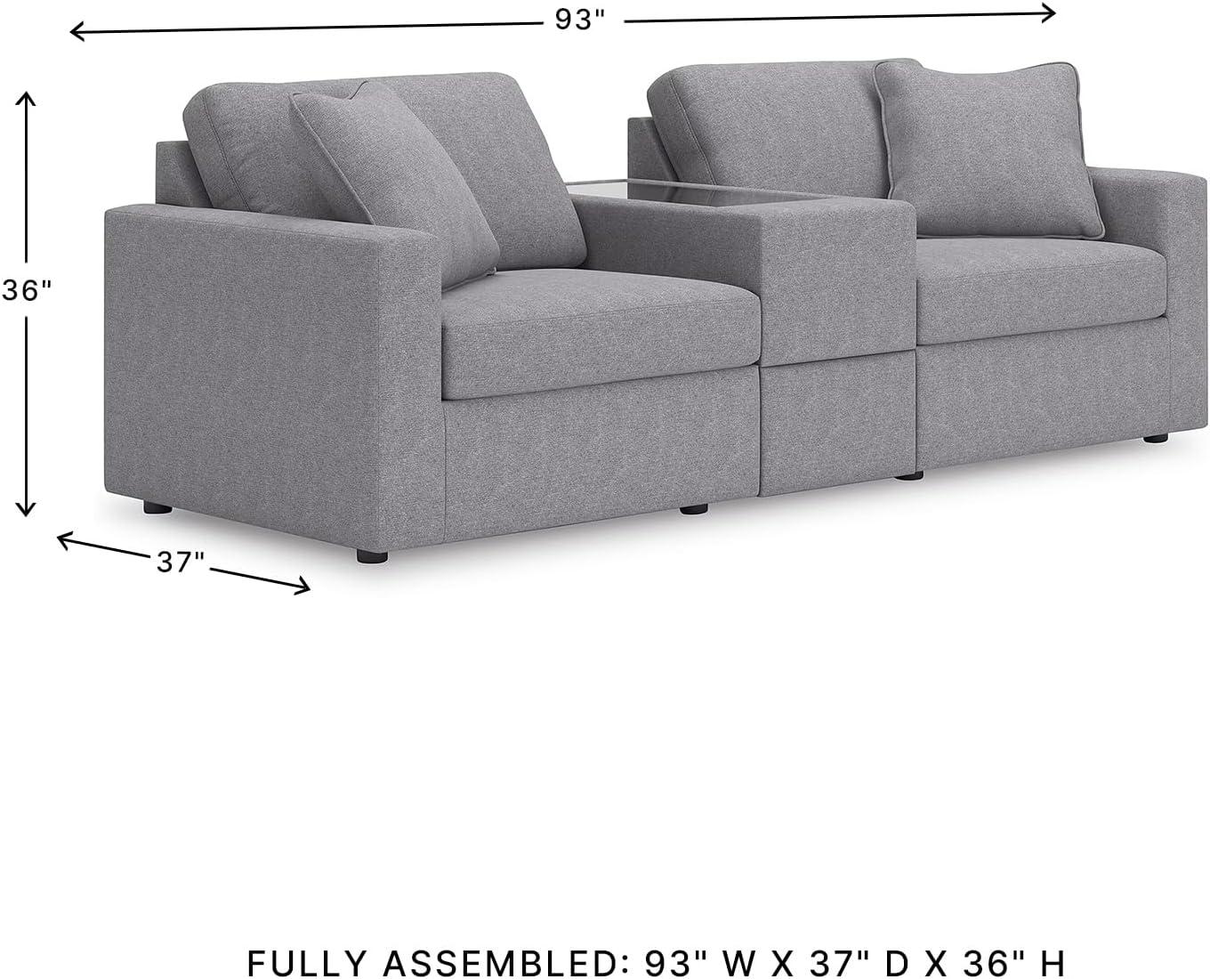 imageSignature Design by Ashley Modmax Contemporary Modular Stain Resistant 3Piece Sofa with Removable Zippered Covers and 2 Accent Pillows Reversible Back and Seat Cushions BlueLight Gray
