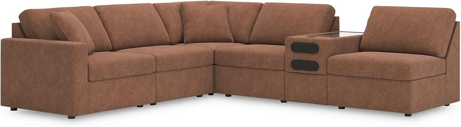 imageSignature Design by Ashley Modmax Contemporary Modular Stain Resistant 3Piece Sofa with Removable Zippered Covers and 2 Accent Pillows Reversible Back and Seat Cushions BlueBurnt Orange