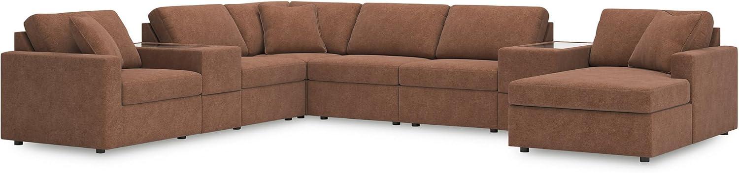 imageSignature Design by Ashley Modmax Contemporary Modular Stain Resistant 3Piece Sofa with Removable Zippered Covers and 2 Accent Pillows Reversible Back and Seat Cushions BlueBurnt Orange