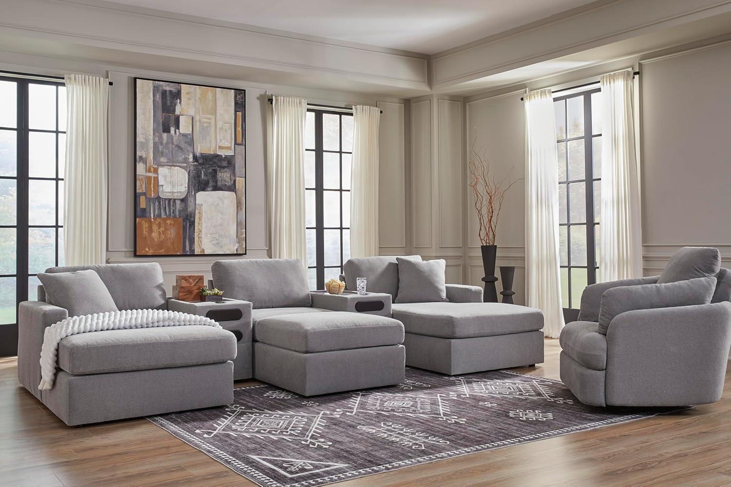 imageSignature Design by Ashley Modmax Contemporary Modular Stain Resistant 3Piece Sofa with Removable Zippered Covers and 2 Accent Pillows Reversible Back and Seat Cushions BlueLight Gray