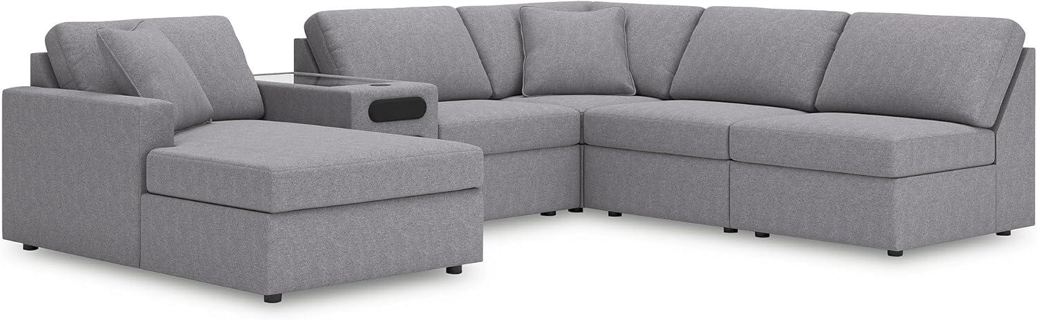 imageSignature Design by Ashley Modmax Contemporary Modular Stain Resistant 3Piece Sofa with Removable Zippered Covers and 2 Accent Pillows Reversible Back and Seat Cushions BlueLight Gray