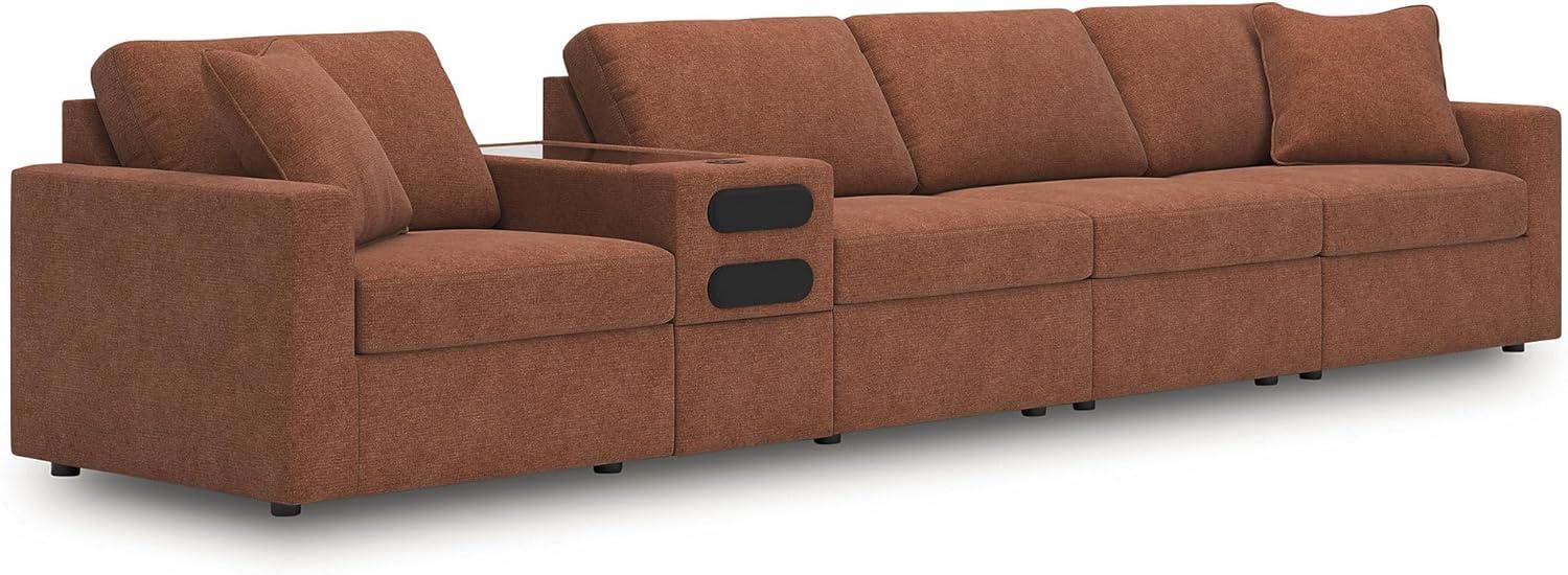 imageSignature Design by Ashley Modmax Contemporary Modular Stain Resistant 3Piece Sofa with Removable Zippered Covers and 2 Accent Pillows Reversible Back and Seat Cushions BlueBurnt Orange