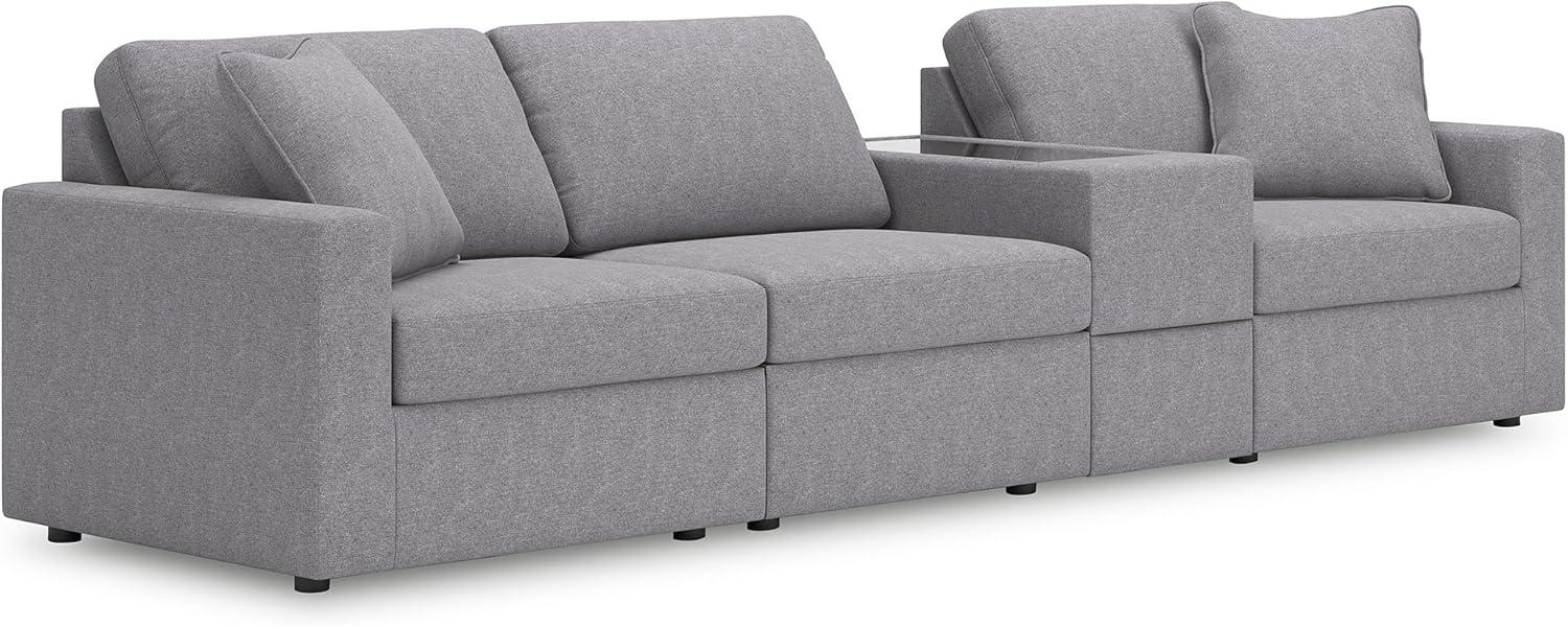 imageSignature Design by Ashley Modmax Contemporary Modular Stain Resistant 3Piece Sofa with Removable Zippered Covers and 2 Accent Pillows Reversible Back and Seat Cushions BlueLight Gray