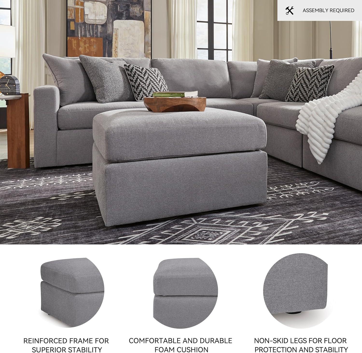 imageSignature Design by Ashley Modmax Contemporary Modular Stain Resistant 3Piece Sofa with Removable Zippered Covers and 2 Accent Pillows Reversible Back and Seat Cushions BlueLight Gray