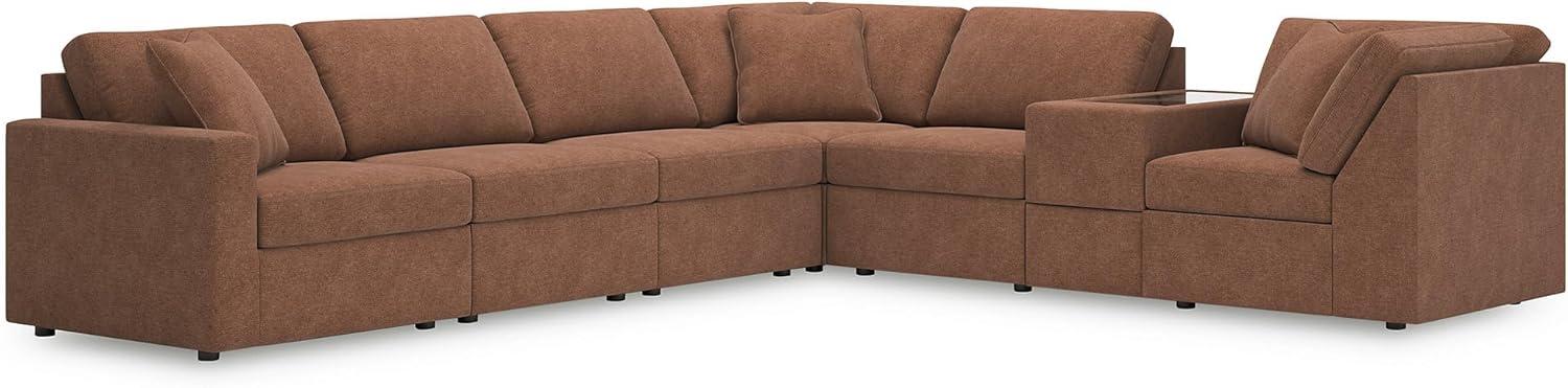 imageSignature Design by Ashley Modmax Contemporary Modular Stain Resistant 3Piece Sofa with Removable Zippered Covers and 2 Accent Pillows Reversible Back and Seat Cushions BlueBurnt Orange
