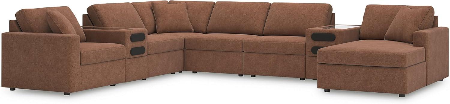 imageSignature Design by Ashley Modmax Contemporary Modular Stain Resistant 3Piece Sofa with Removable Zippered Covers and 2 Accent Pillows Reversible Back and Seat Cushions BlueBurnt Orange