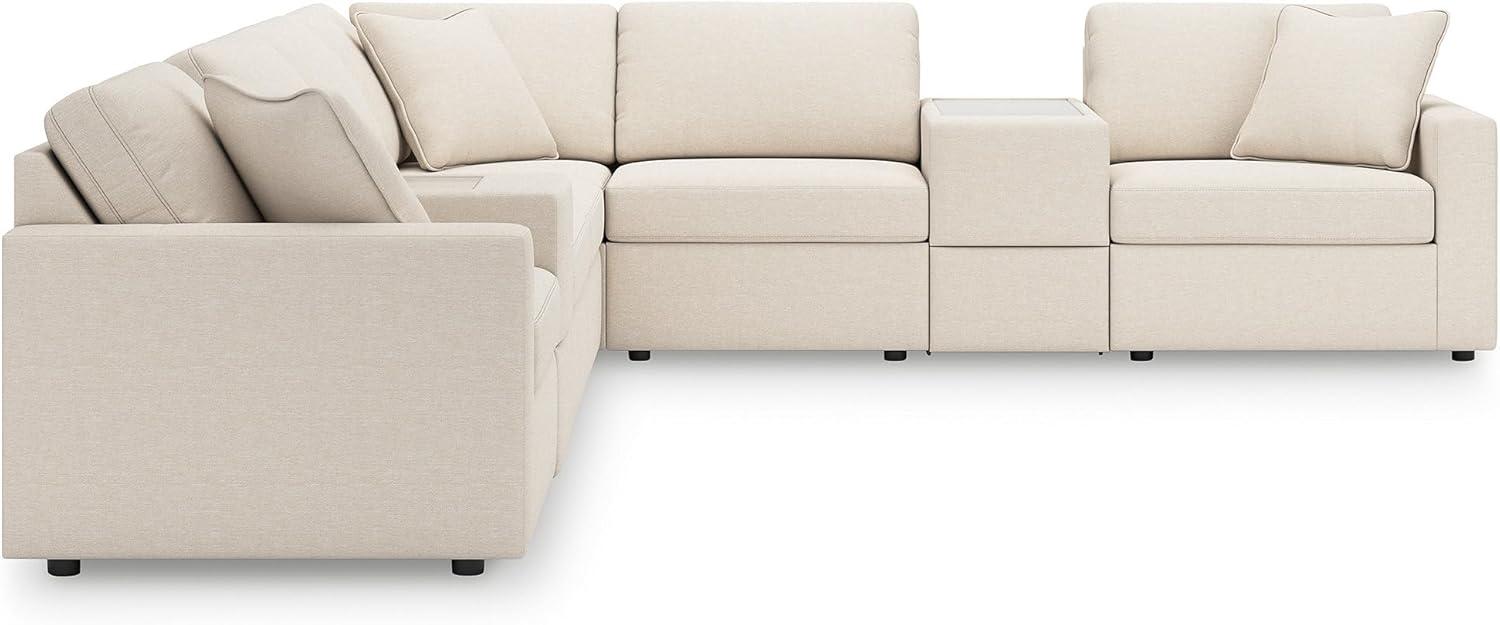 imageSignature Design by Ashley Modmax Contemporary Modular Stain Resistant 3Piece Sofa with Removable Zippered Covers and 2 Accent Pillows Reversible Back and Seat Cushions BlueBeige