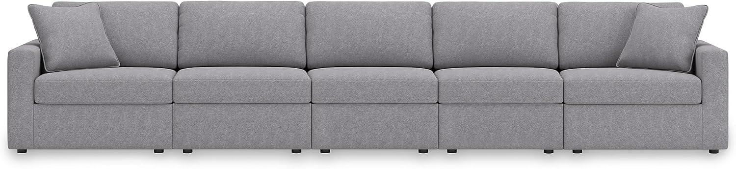 imageSignature Design by Ashley Modmax Contemporary Modular Stain Resistant 3Piece Sofa with Removable Zippered Covers and 2 Accent Pillows Reversible Back and Seat Cushions BlueLight Gray