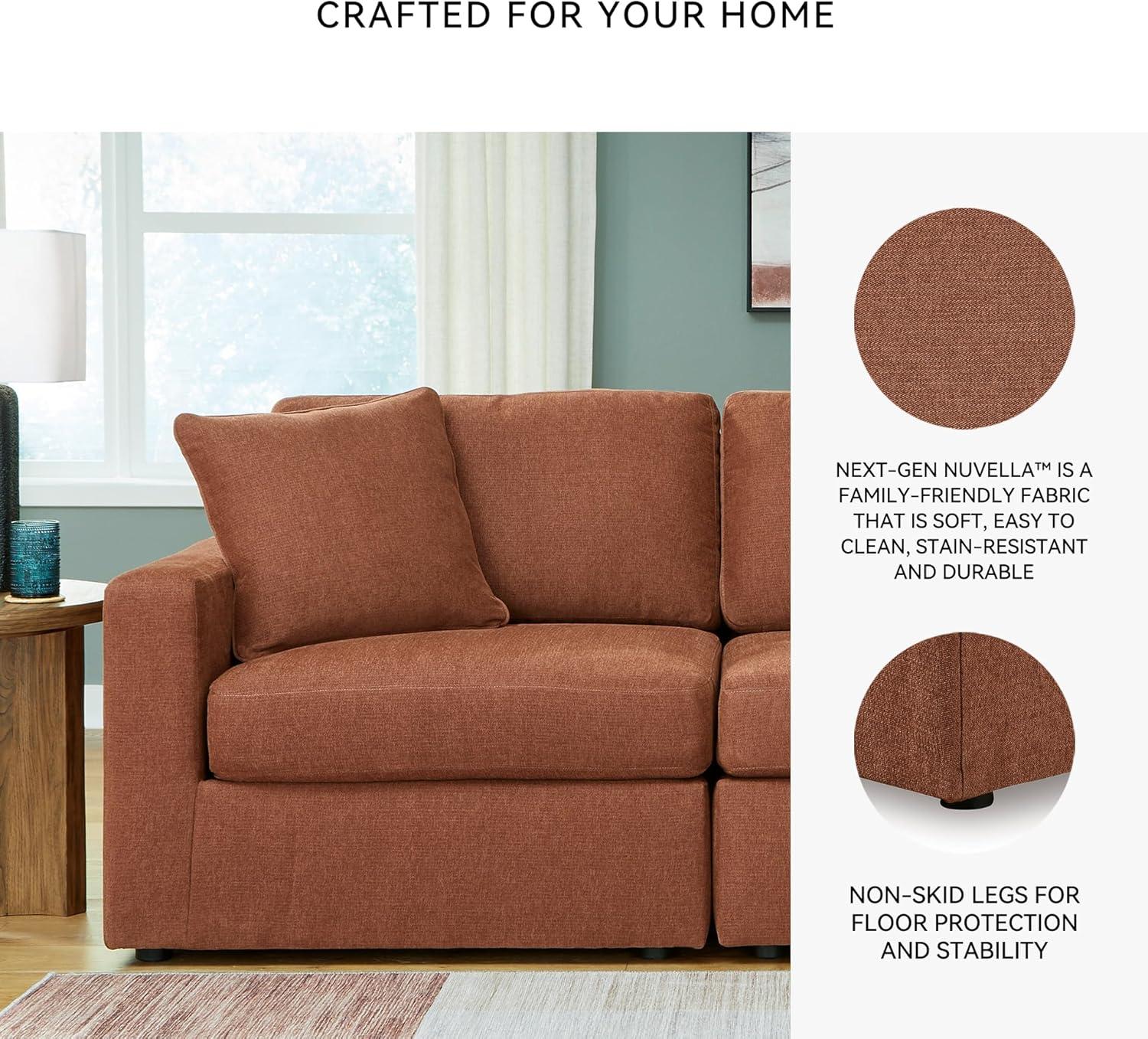imageSignature Design by Ashley Modmax Contemporary Modular Stain Resistant 3Piece Sofa with Removable Zippered Covers and 2 Accent Pillows Reversible Back and Seat Cushions BlueBurnt Orange