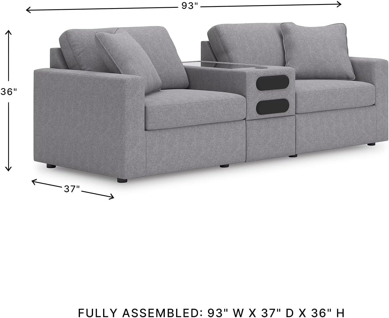 imageSignature Design by Ashley Modmax Contemporary Modular Stain Resistant 3Piece Sofa with Removable Zippered Covers and 2 Accent Pillows Reversible Back and Seat Cushions BlueLight Gray