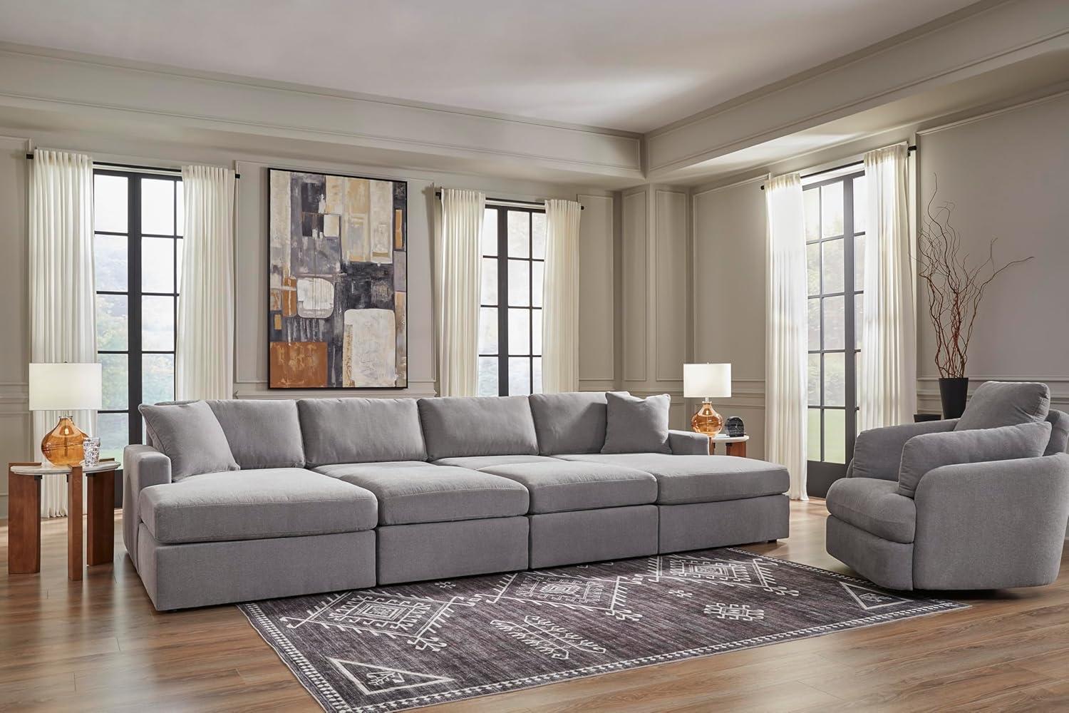 imageSignature Design by Ashley Modmax Contemporary Modular Stain Resistant 3Piece Sofa with Removable Zippered Covers and 2 Accent Pillows Reversible Back and Seat Cushions BlueLight Gray