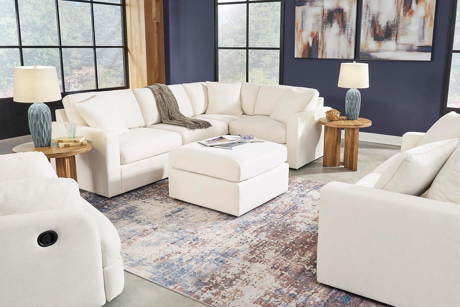 imageSignature Design by Ashley Modmax Contemporary Modular Stain Resistant 3Piece Sofa with Removable Zippered Covers and 2 Accent Pillows Reversible Back and Seat Cushions BlueBeige
