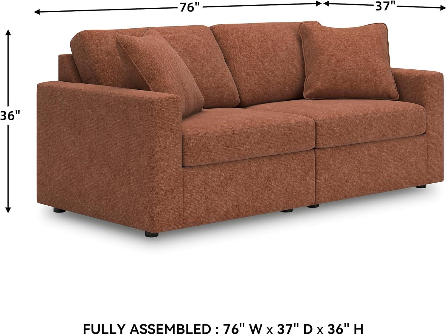 imageSignature Design by Ashley Modmax Contemporary Modular Stain Resistant 3Piece Sofa with Removable Zippered Covers and 2 Accent Pillows Reversible Back and Seat Cushions BlueBurnt Orange
