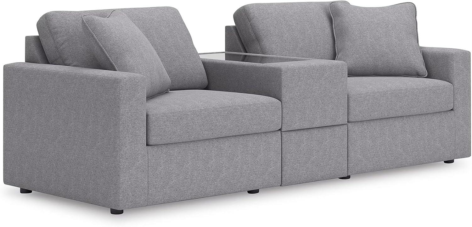 imageSignature Design by Ashley Modmax Contemporary Modular Stain Resistant 3Piece Sofa with Removable Zippered Covers and 2 Accent Pillows Reversible Back and Seat Cushions BlueLight Gray