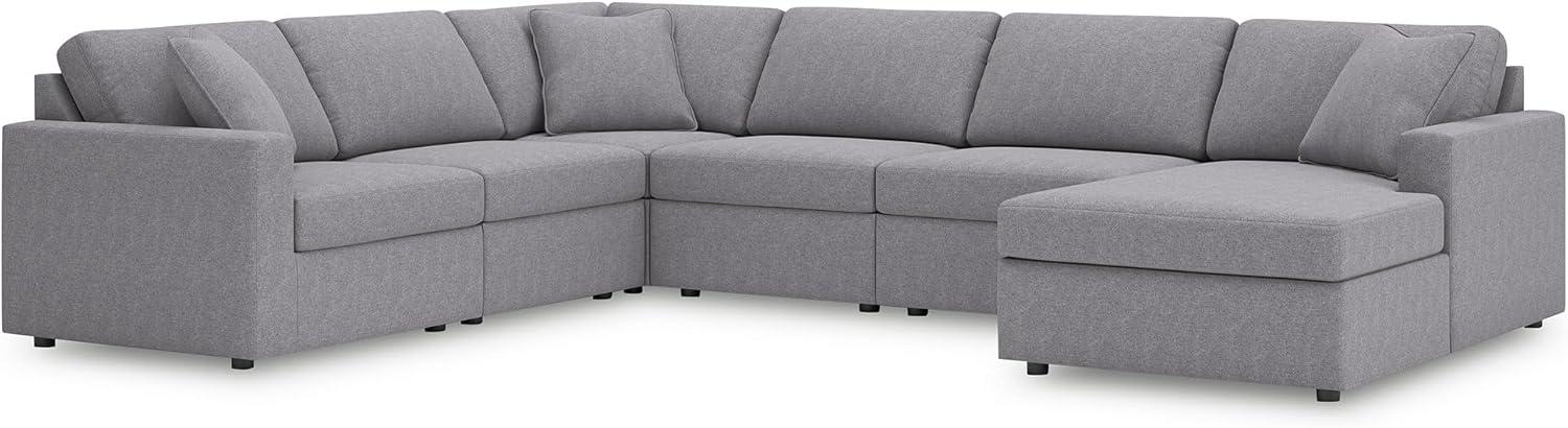 imageSignature Design by Ashley Modmax Contemporary Modular Stain Resistant 3Piece Sofa with Removable Zippered Covers and 2 Accent Pillows Reversible Back and Seat Cushions BlueLight Gray