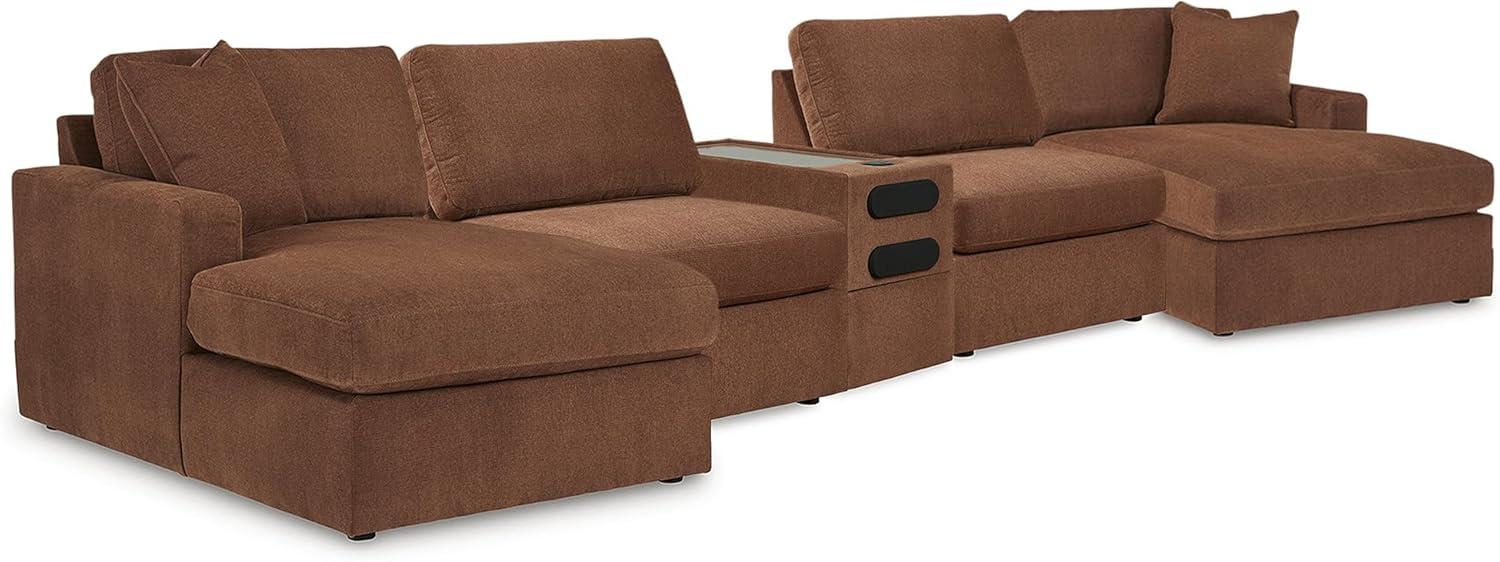 imageSignature Design by Ashley Modmax Contemporary Modular Stain Resistant 3Piece Sofa with Removable Zippered Covers and 2 Accent Pillows Reversible Back and Seat Cushions BlueBurnt Orange