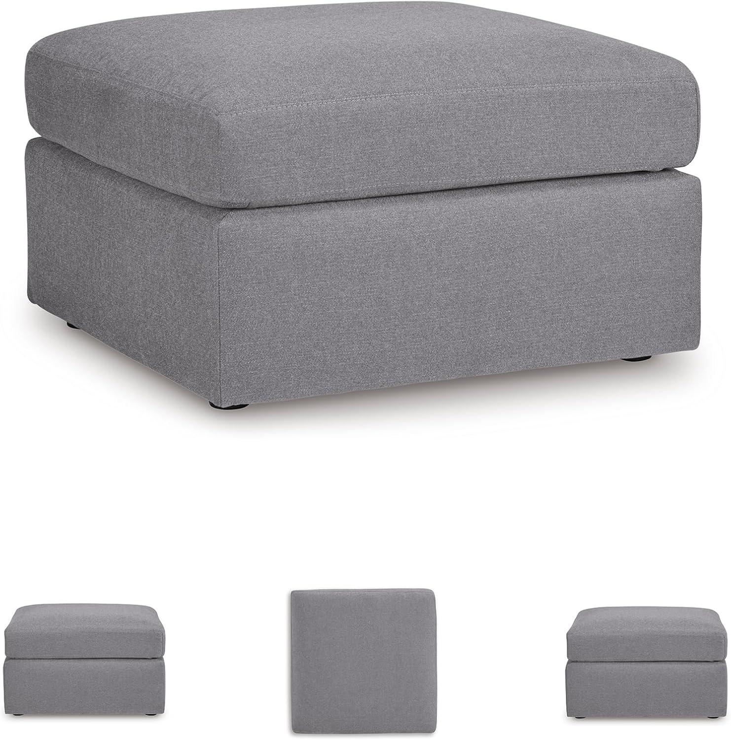 imageSignature Design by Ashley Modmax Contemporary Modular Stain Resistant 3Piece Sofa with Removable Zippered Covers and 2 Accent Pillows Reversible Back and Seat Cushions BlueLight Gray