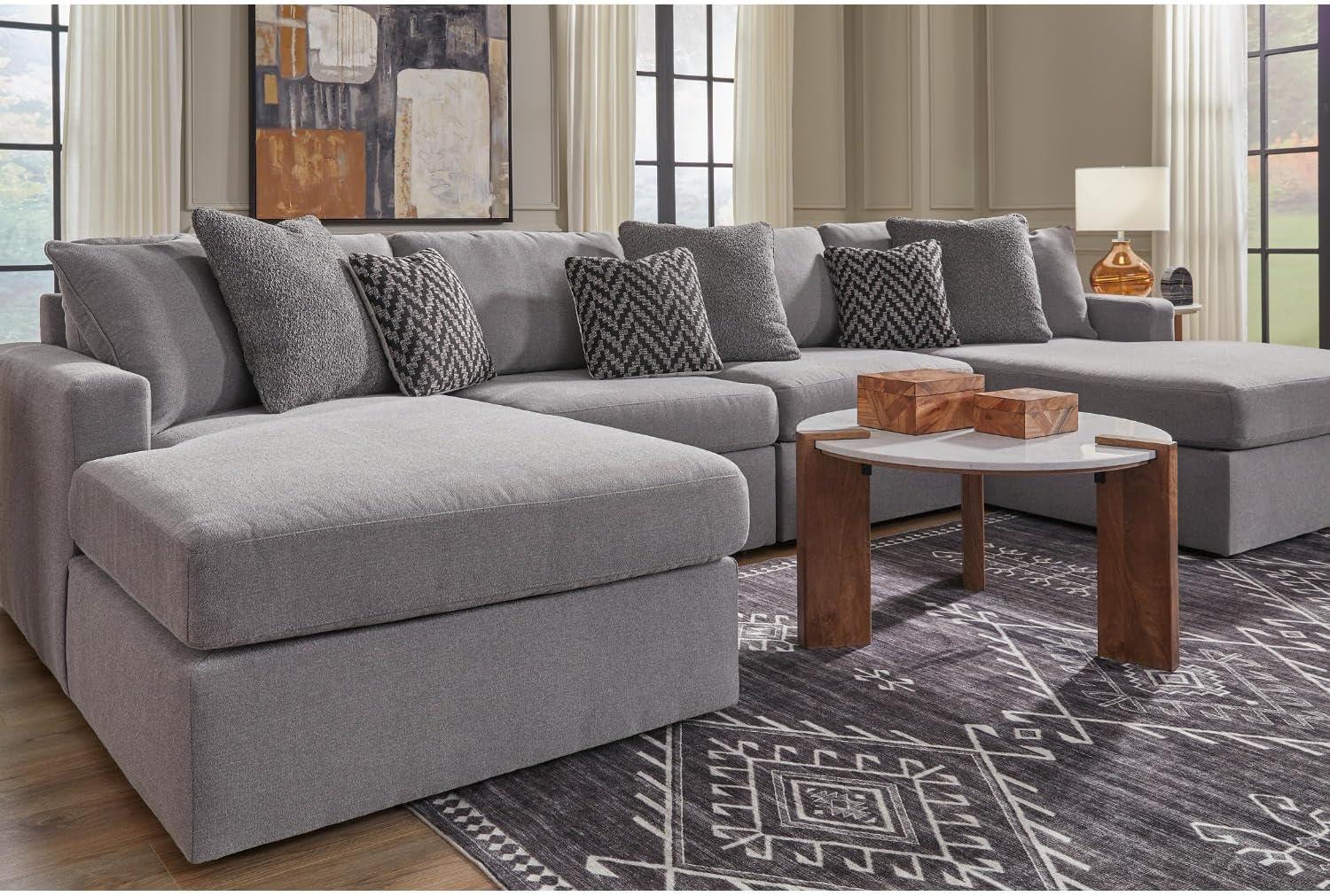 imageSignature Design by Ashley Modmax Contemporary Modular Stain Resistant 3Piece Sofa with Removable Zippered Covers and 2 Accent Pillows Reversible Back and Seat Cushions BlueLight Gray