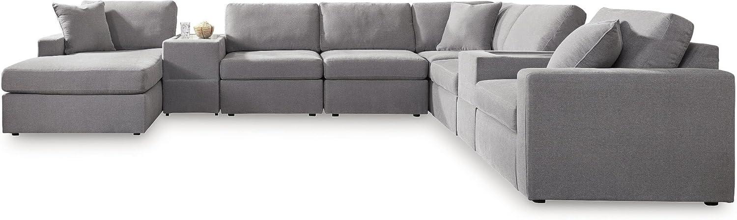 imageSignature Design by Ashley Modmax Contemporary Modular Stain Resistant 3Piece Sofa with Removable Zippered Covers and 2 Accent Pillows Reversible Back and Seat Cushions BlueLight Gray