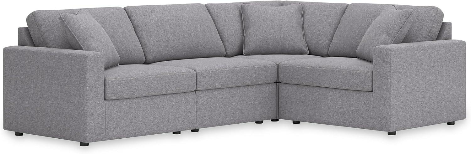 imageSignature Design by Ashley Modmax Contemporary Modular Stain Resistant 3Piece Sofa with Removable Zippered Covers and 2 Accent Pillows Reversible Back and Seat Cushions BlueLight Gray