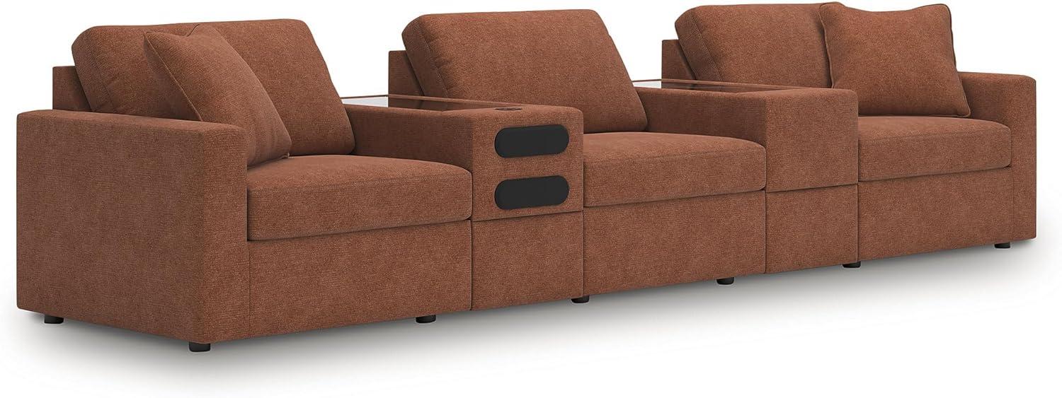 imageSignature Design by Ashley Modmax Contemporary Modular Stain Resistant 3Piece Sofa with Removable Zippered Covers and 2 Accent Pillows Reversible Back and Seat Cushions BlueBurnt Orange