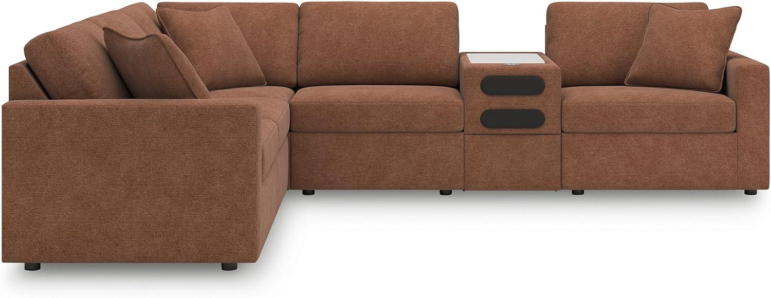 imageSignature Design by Ashley Modmax Contemporary Modular Stain Resistant 3Piece Sofa with Removable Zippered Covers and 2 Accent Pillows Reversible Back and Seat Cushions BlueBurnt Orange