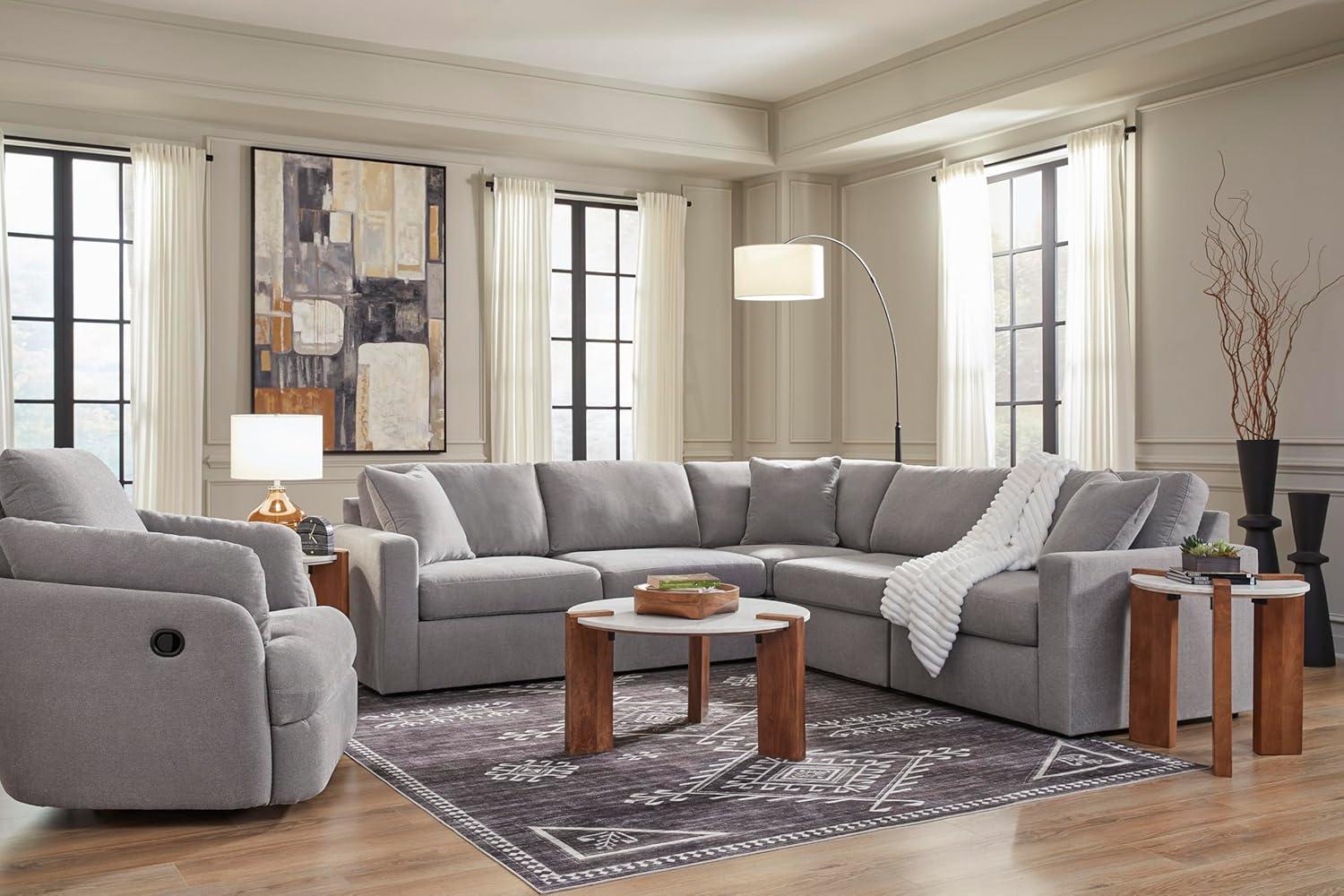 imageSignature Design by Ashley Modmax Contemporary Modular Stain Resistant 3Piece Sofa with Removable Zippered Covers and 2 Accent Pillows Reversible Back and Seat Cushions BlueLight Gray