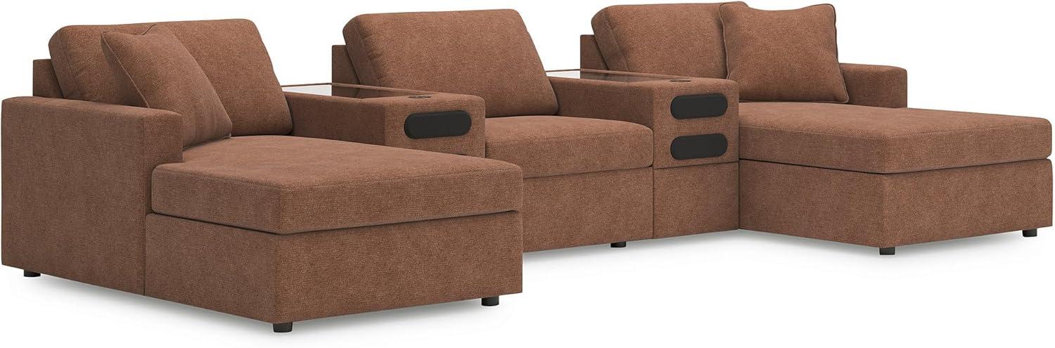 imageSignature Design by Ashley Modmax Contemporary Modular Stain Resistant 3Piece Sofa with Removable Zippered Covers and 2 Accent Pillows Reversible Back and Seat Cushions BlueBurnt Orange