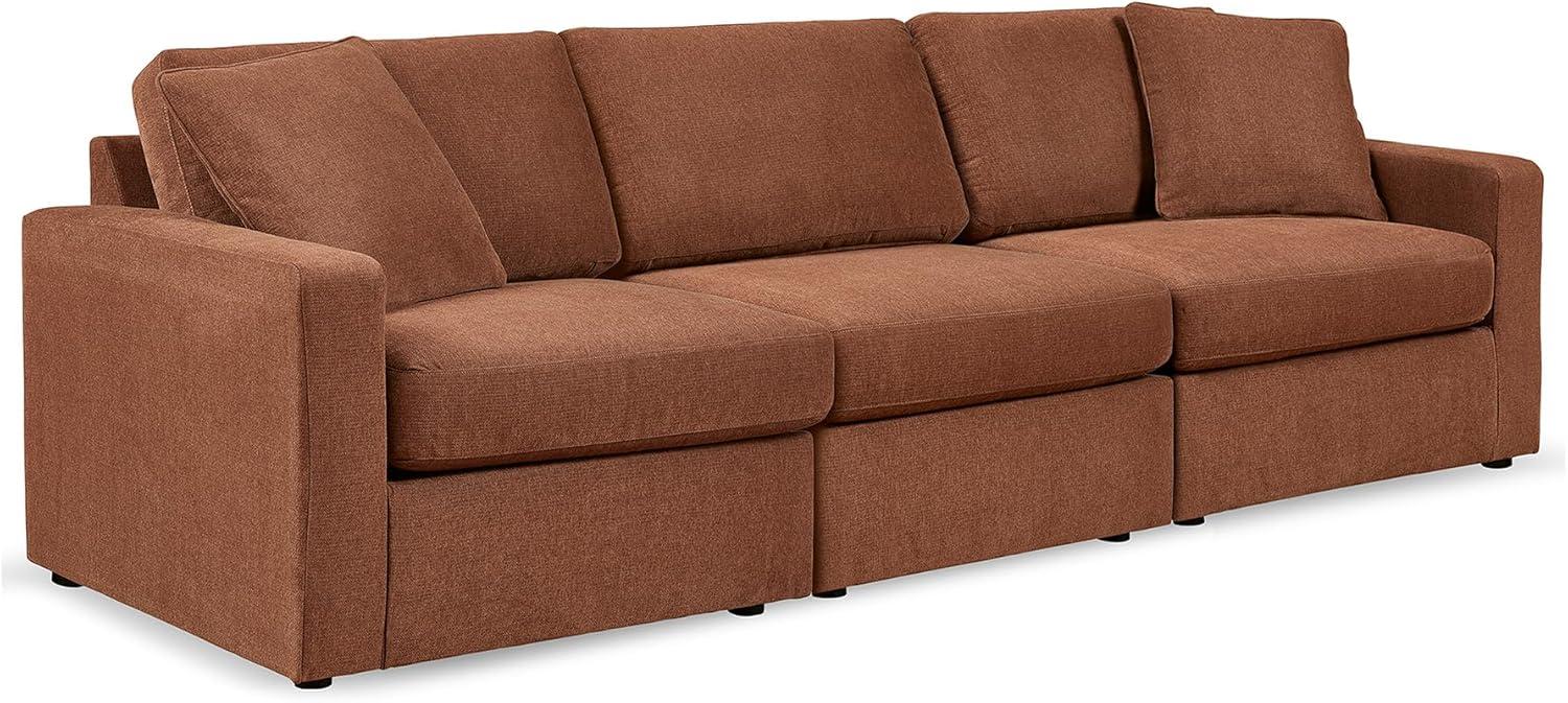 imageSignature Design by Ashley Modmax Contemporary Modular Stain Resistant 3Piece Sofa with Removable Zippered Covers and 2 Accent Pillows Reversible Back and Seat Cushions BlueBurnt Orange