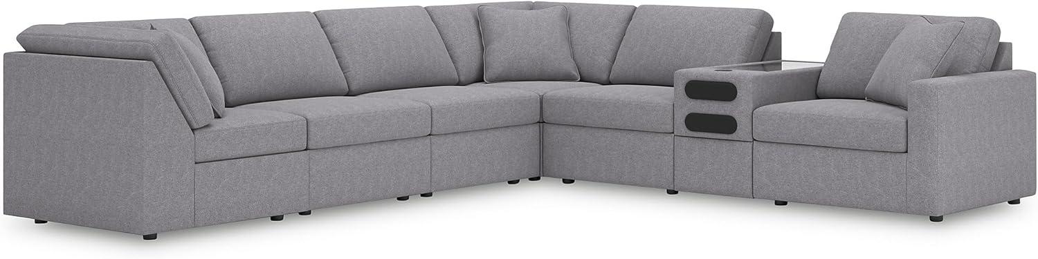 imageSignature Design by Ashley Modmax Contemporary Modular Stain Resistant 3Piece Sofa with Removable Zippered Covers and 2 Accent Pillows Reversible Back and Seat Cushions BlueLight Gray
