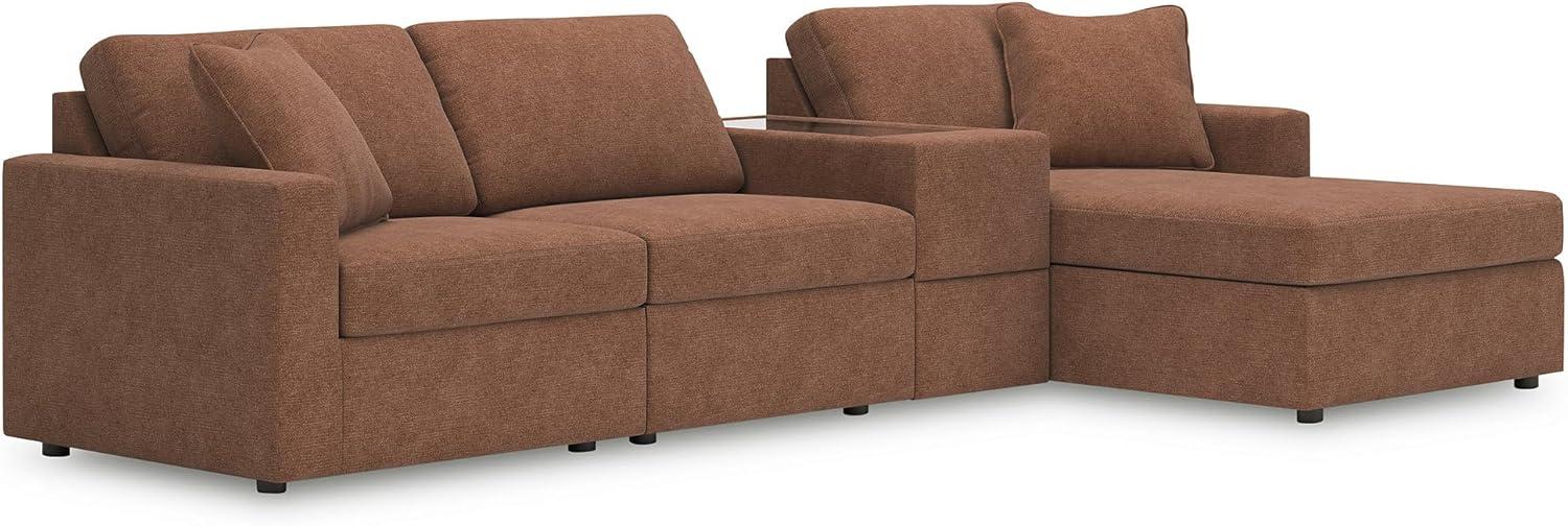 imageSignature Design by Ashley Modmax Contemporary Modular Stain Resistant 3Piece Sofa with Removable Zippered Covers and 2 Accent Pillows Reversible Back and Seat Cushions BlueBurnt Orange