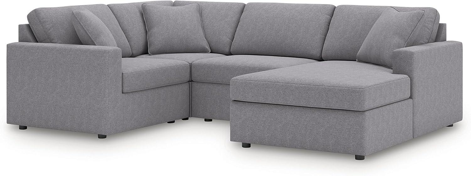 imageSignature Design by Ashley Modmax Contemporary Modular Stain Resistant 3Piece Sofa with Removable Zippered Covers and 2 Accent Pillows Reversible Back and Seat Cushions BlueLight Gray