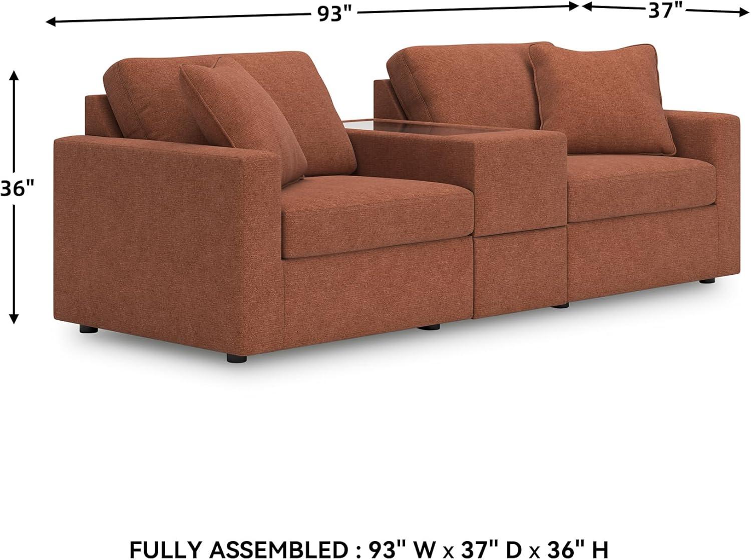 imageSignature Design by Ashley Modmax Contemporary Modular Stain Resistant 3Piece Sofa with Removable Zippered Covers and 2 Accent Pillows Reversible Back and Seat Cushions BlueBurnt Orange