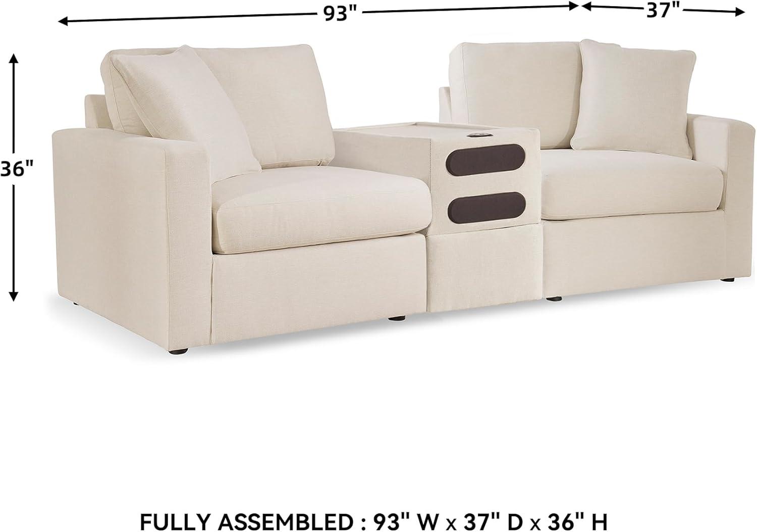 imageSignature Design by Ashley Modmax Contemporary Modular Stain Resistant 3Piece Sofa with Removable Zippered Covers and 2 Accent Pillows Reversible Back and Seat Cushions BlueBeige
