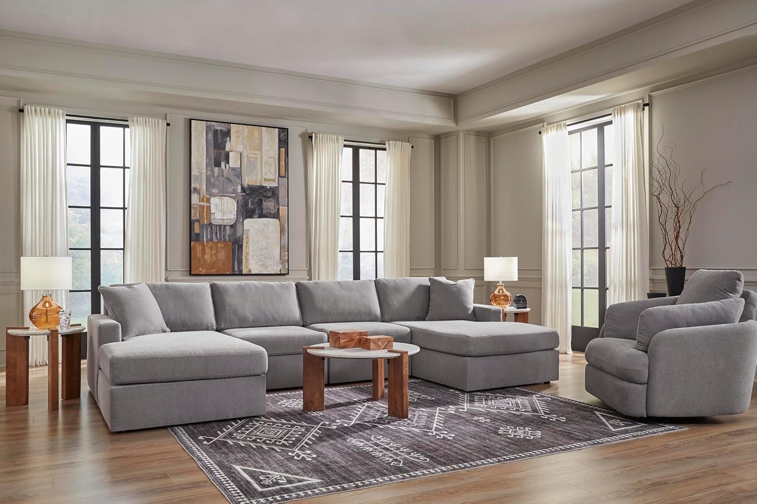 imageSignature Design by Ashley Modmax Contemporary Modular Stain Resistant 3Piece Sofa with Removable Zippered Covers and 2 Accent Pillows Reversible Back and Seat Cushions BlueLight Gray