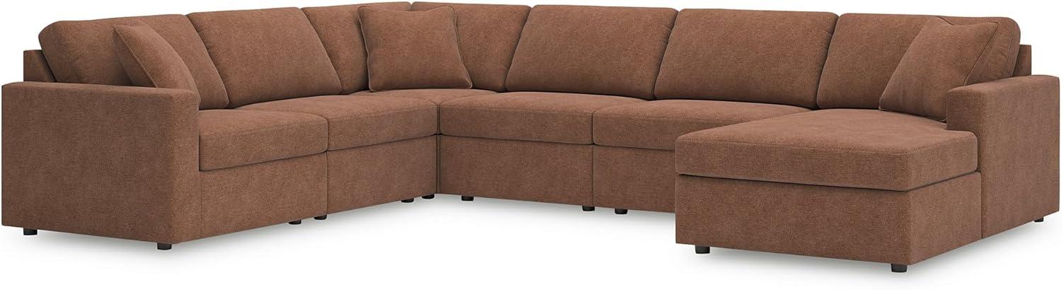 imageSignature Design by Ashley Modmax Contemporary Modular Stain Resistant 3Piece Sofa with Removable Zippered Covers and 2 Accent Pillows Reversible Back and Seat Cushions BlueBurnt Orange