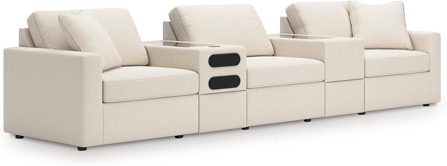 imageSignature Design by Ashley Modmax Contemporary Modular Stain Resistant 3Piece Sofa with Removable Zippered Covers and 2 Accent Pillows Reversible Back and Seat Cushions BlueBeige