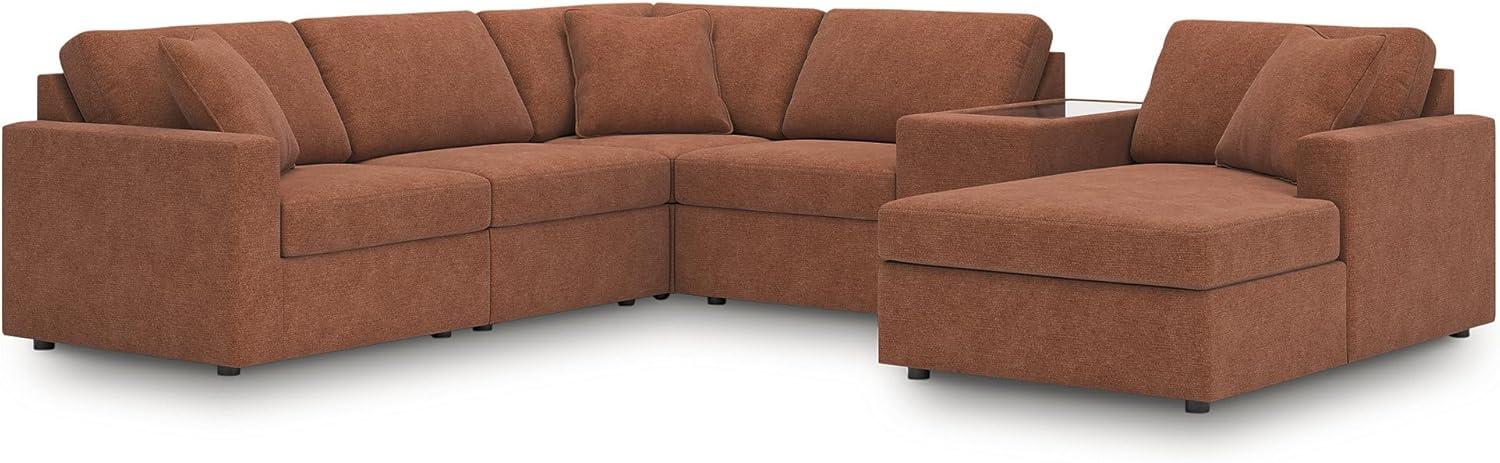imageSignature Design by Ashley Modmax Contemporary Modular Stain Resistant 3Piece Sofa with Removable Zippered Covers and 2 Accent Pillows Reversible Back and Seat Cushions BlueBurnt Orange
