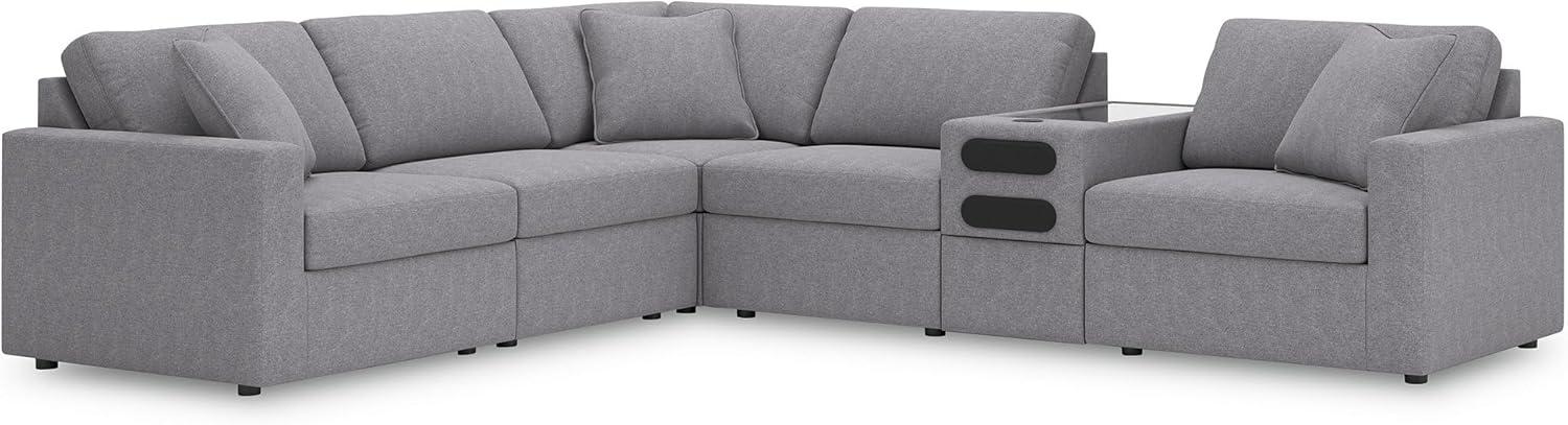 imageSignature Design by Ashley Modmax Contemporary Modular Stain Resistant 3Piece Sofa with Removable Zippered Covers and 2 Accent Pillows Reversible Back and Seat Cushions BlueLight Gray
