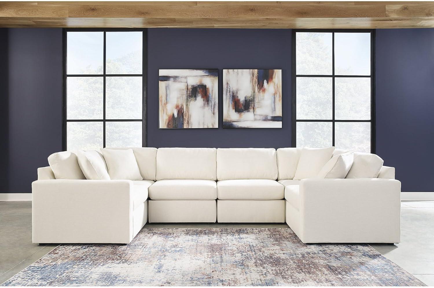 imageSignature Design by Ashley Modmax Contemporary Modular Stain Resistant 3Piece Sofa with Removable Zippered Covers and 2 Accent Pillows Reversible Back and Seat Cushions BlueBeige