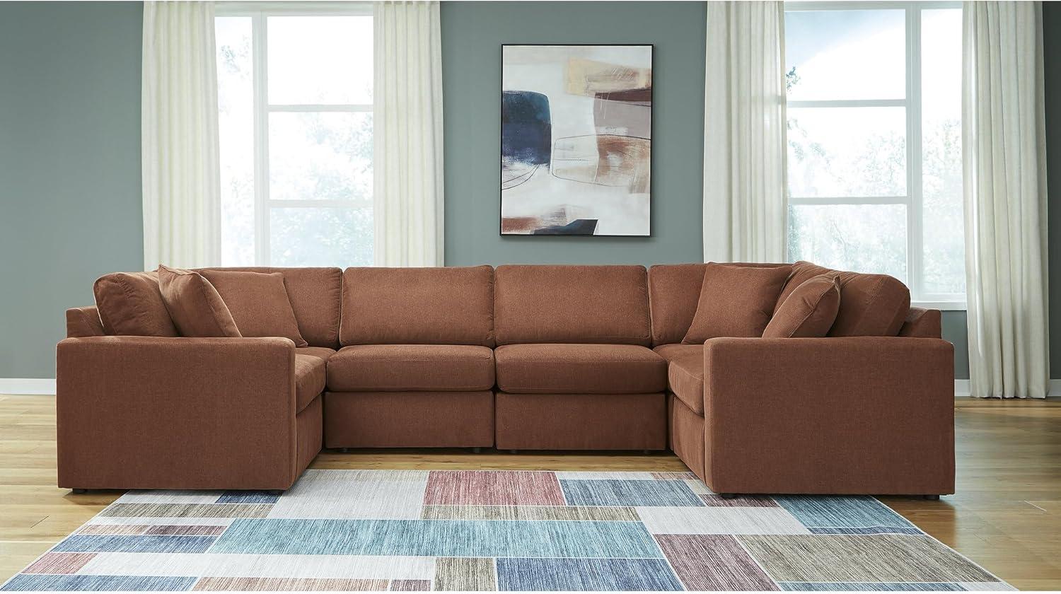 imageSignature Design by Ashley Modmax Contemporary Modular Stain Resistant 3Piece Sofa with Removable Zippered Covers and 2 Accent Pillows Reversible Back and Seat Cushions BlueBurnt Orange